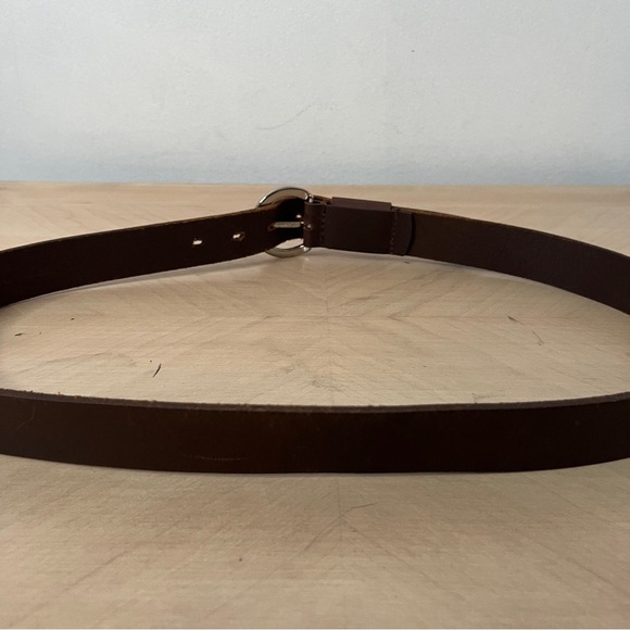 Brazilian Leather Dark Brown Belt Silver Tone Circular Buckle Casual Men's 38 - Picture 3 of 7